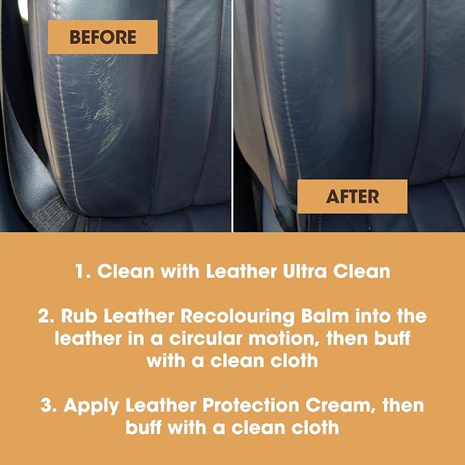 Furniture Clinic Leather Complete Restoration Kit | with Leather Recoloring Balm, Cleaner, 2-in-1 Protection Cream & Conditioner, Sponge, and Cloth | Repair Kit for Furniture (Dark Brown)