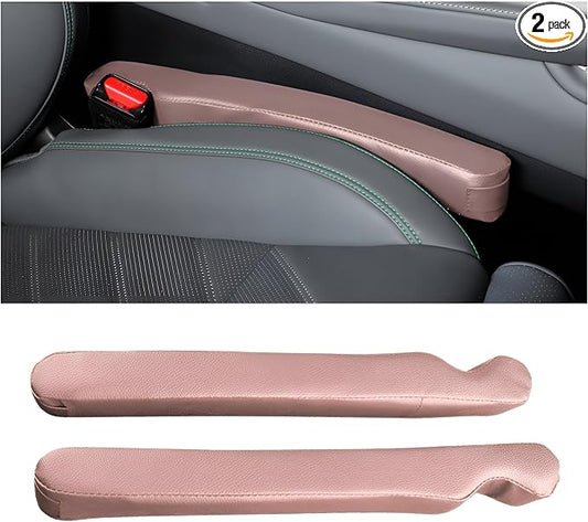 Mandark Car Seat Gap Filler, 2PCS Leather Vehicle Gap Stopper to Fill Between Seat and Console, Automotive Crevice Plug Blocker Accessories from Dropping, Universal for SUV, Sedan, Truck (Pink)