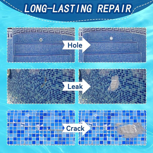 Pool Epoxy Putty, 4.2 oz. Pool Putty, Underwater or Above Fast Repair, Fix Leaks, Cracks, Filling, Sculpting, 2 Part Epoxy Putty for Tile, Concrete, Fiberglass, Cement and Other Surfaces (White)
