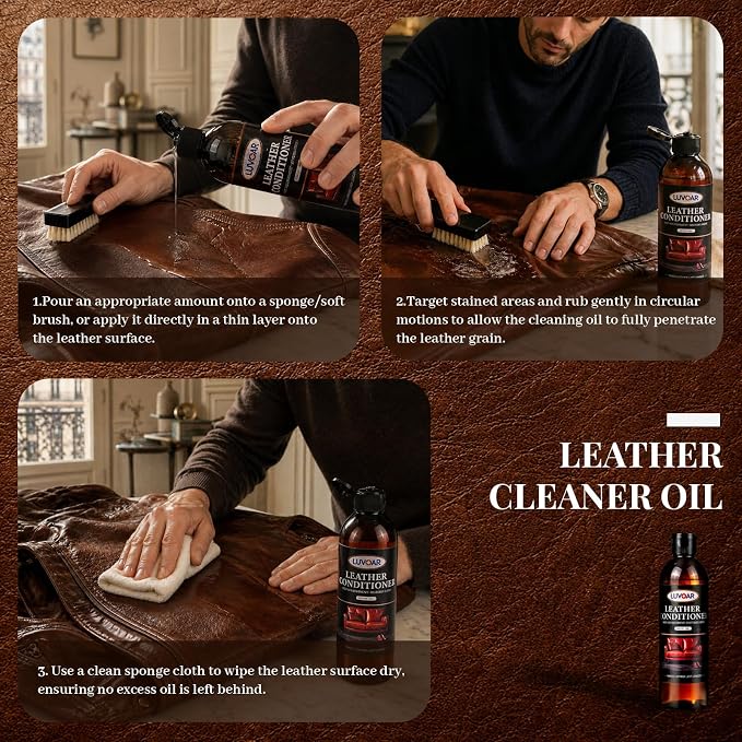 Leather Conditioner Oil - Deeply Nourishes for Leather Furniture, Car Seats, Shoes, Purses & Accessories -4oz