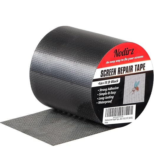 Window Screen Repair Tape, Screen Rrepair Kit for Windows or Doors Screen Repair, Strong Adhesive Screen Patch Repair Kit Mesh Repair (Black, 4 in X 15 FT)