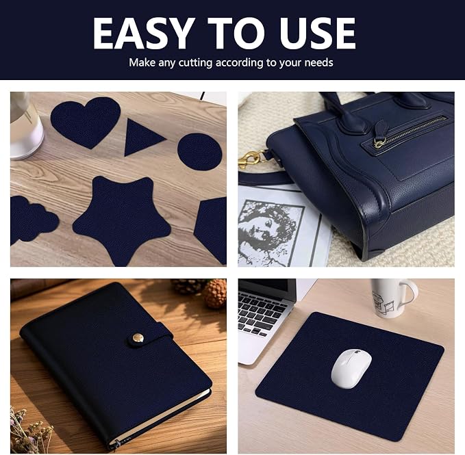Leather Repair Patch 15.7x160 inch Large Self-Adhesive Leather Repair Tape Vinyl Leather Repair Kit for Sofa Car Seats Chairs Shoes Bags Damaged Leather Furniture (Navy Blue)