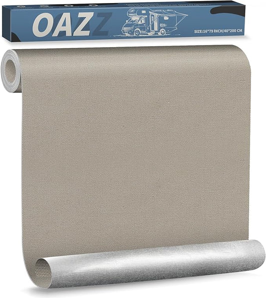 OAZ 16 x 79 inch Canvas Repair Patches Canvas Fabric Patch Self-Adhesive Fabric Repair Tape Waterproof Outdoor Gear Patch Kit for Boat Cover Awning Sofa Chair Couch Tent Bag (Ivory Gray)