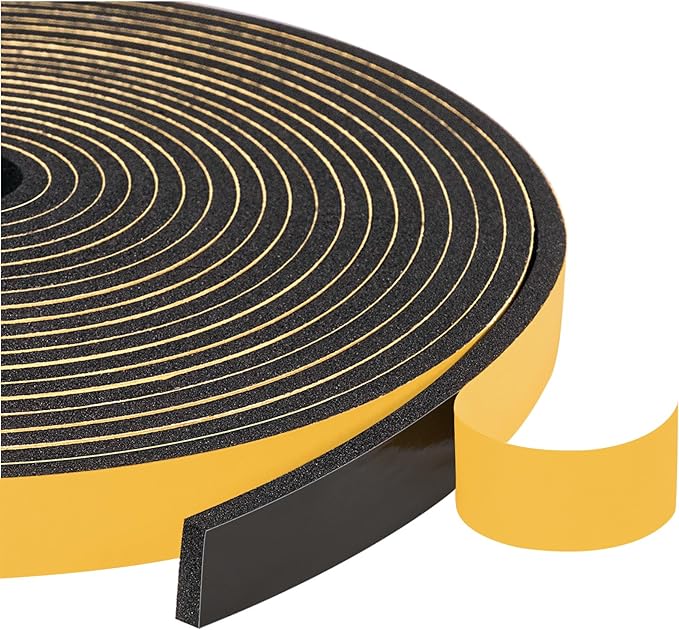 Yotache Foam Weather Stripping Seal Tape 1/2" W X 1/8" T for Doors and Windows Gasket Insulation Soundproofing, 50 Ft Length