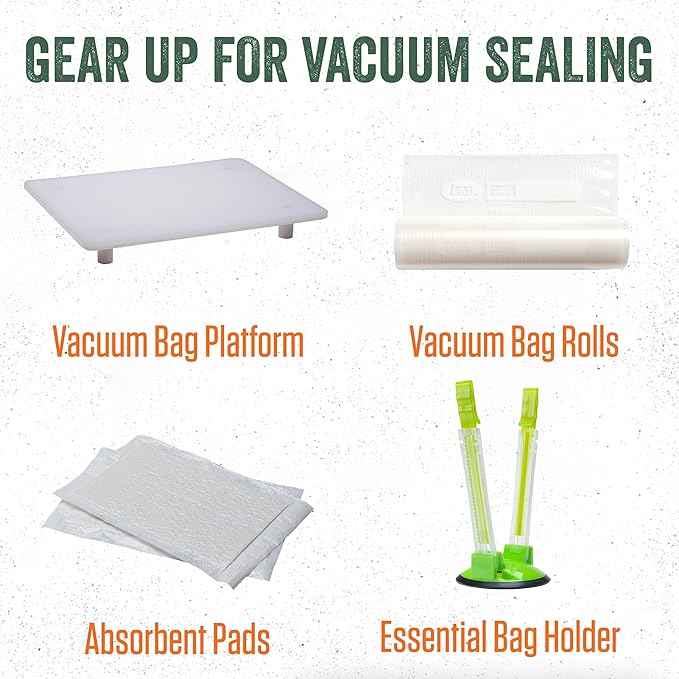 LEM Products MaxVac 500 Vacuum Sealer Machine, Heavy-Duty Aluminum Food Vacuum Sealer for Freezer Storage, Includes Bag Roll Holder, Cutter, Bag Roll