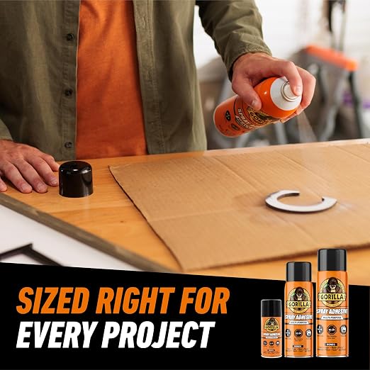 Gorilla Heavy Duty Spray Adhesive, Clear Glue, 14 Ounce (Pack of 12) - All Purpose with Comfort Nozzle for Indoor or Outdoor
