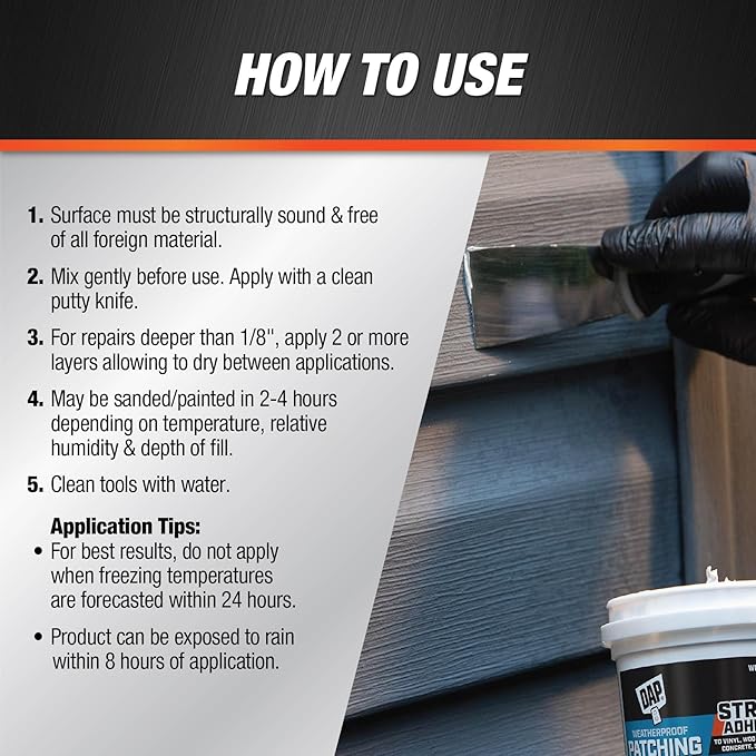 DAP Weatherproof Patching Compound, White, 32 Oz (7079818787)