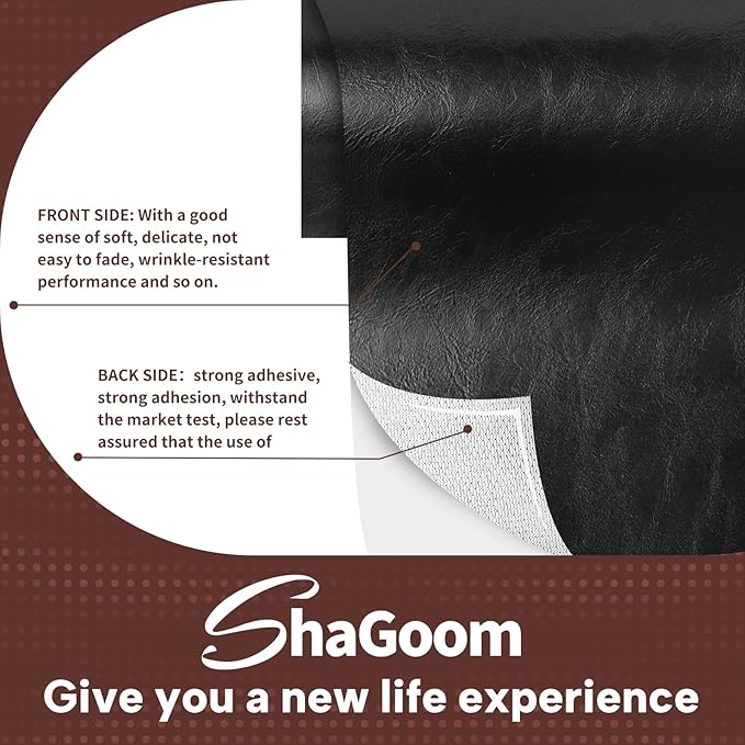 Shagoom Leather Repair Patch, 35X79 inch Strong Sticky Repair Patch Self Adhesive Waterproof, DIY Large Vinyl Patches for Couches, Furniture, Sofa, Car, Chair (Black, 35X79 inch)