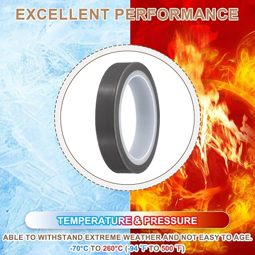 PATIKIL 0.5" x 33ft Heat Resistant Tape, High Temperature Tape PTFE Adhesive High Heat Tape Waterproof Smooth Surface for Vacuum Sealer Machine Insulation Protection, 0.18mm Thick, 1PCS