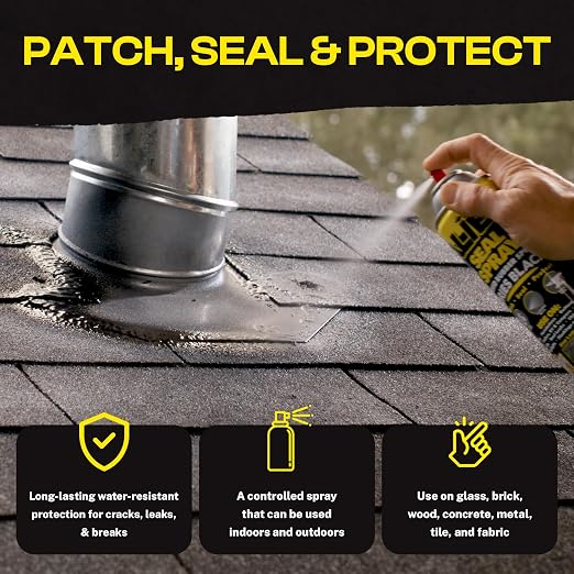 Alien Tape Waterproof Sealant Spray, RV Roof Sealant, Rubber Spray Prevents, Patches & Seals Leaks, Waterproof, Protects Surfaces, Works on Most Materials, Dries Black - 1 Can (14 Oz)