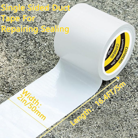 Duct Tape White,2in x 16.4FT, Heavy Duty Industrial Grade Gaffer Tape 280μm, Waterproof Hand Tearable Repair Tape for Sealing, Bundling, Patching, Indoor & Outdoor Use