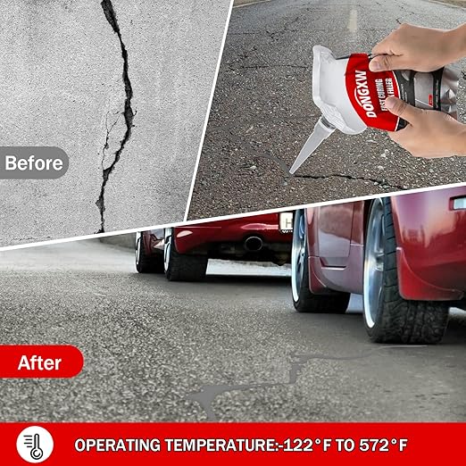 Concrete Crack Filler and Sealant Self-Leveling, 6Pcs High Elasticity Cement Crack Repair, Waterproof Concrete Caulking Glue for Driveways, Gray Caulking Adhesive Repair