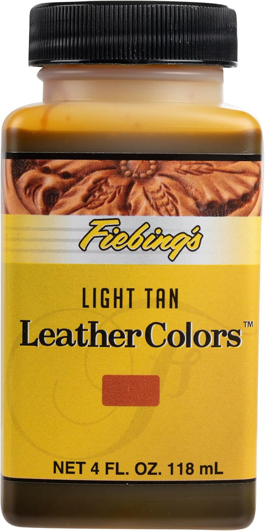 Fiebing's LeatherColors (4 Fl Oz, Light Tan) - Leather Dye for Natural Leather - Water-Based, Non-Flammable Formula - Permanent & Penetrating Color for Shoes, Boots, Furniture - Safe for Institutions