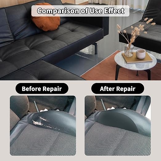 BSZHTECH Leather Repair Tape Self-Adhesive Leather Repair Patch for Couch Furniture Sofas Car Seats Advanced PU Vinyl Leather Repair Kit (Black, 17X118 inch)