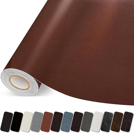 Lifenion Leather Repair Patch, Self Adhesive Leather Repair Tape, Large Vinyl Patch Kit for Couches, Sofa, Furniture, Car Seats, Office Chairs, Cabinets, Handbags（Brown, 3.5X79 Inch）