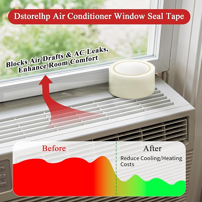 Dstorelhp Clear Window Sealing Tape, 2'' X 262FT, Window AC Insulation Tape | Energy Efficient, Waterproof, Window Air Conditioner Sealing Tape, Blocker for Cold Heat Air, No Residue