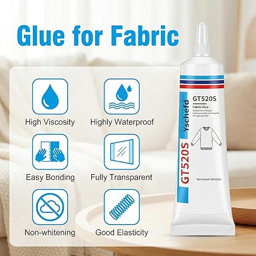 Fabric Glue, Permanent Super-Strength Repair Adhesive: Waterproof, high-Strength, Transparent, Suitable for Repairing Clothing, Denim, Leather, Polyester, Various Fabrics, and applying Patches（2oz）