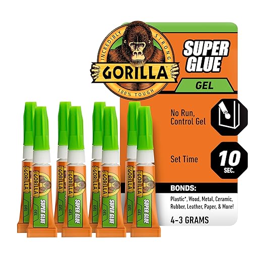 Gorilla Super Glue Gel, Clear Glue, Four 3 Gram Tubes (Pack of 2) - All Purpose and Fast Setting for Projects and Repairs