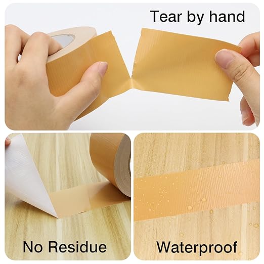 Heavy Duty Duct Tape 3 Inch X 33 Yards, 8.5 Mil Thickness, Multi Purpose Brown Duct Tape, No Residue, Waterproof and Tear by Hand - for Repairs, Industrial, Professional Use
