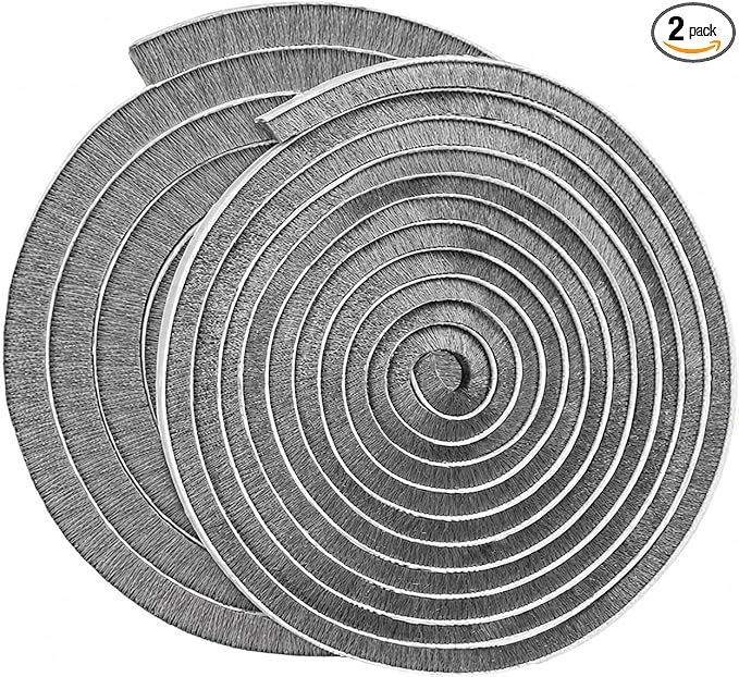 ZOMPAGO Strong Adhesive Brush Weather Stripping 2 Rolls 0.6in (T）x 0.4in (W) x 33FT, Door Seal for Sliding Windows & Doors,Soundproof Noise Blocker,Draft Stopper for Garage Door Frame & Exterior Doors