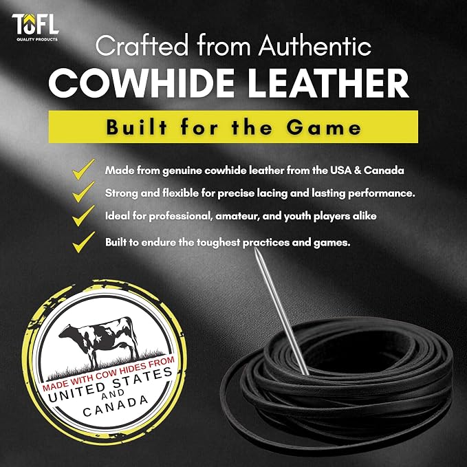 TOFL Softball and Baseball Glove Lace Kit | Mitt Lace Glove Repair Lacing Kit | 2 Leather Laces with Lacing Needle for Catchers Glove