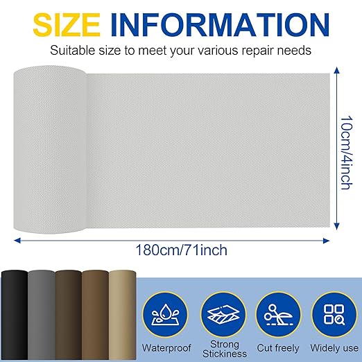 Fabric Repair Tape, Self Adhesive Canvas Repair Patch, Waterproof Outdoor Canvas Tape/Patch Kit for Sun Shades Clothing Tent Awnings Boat Cover Couches Grey 4x71 inch