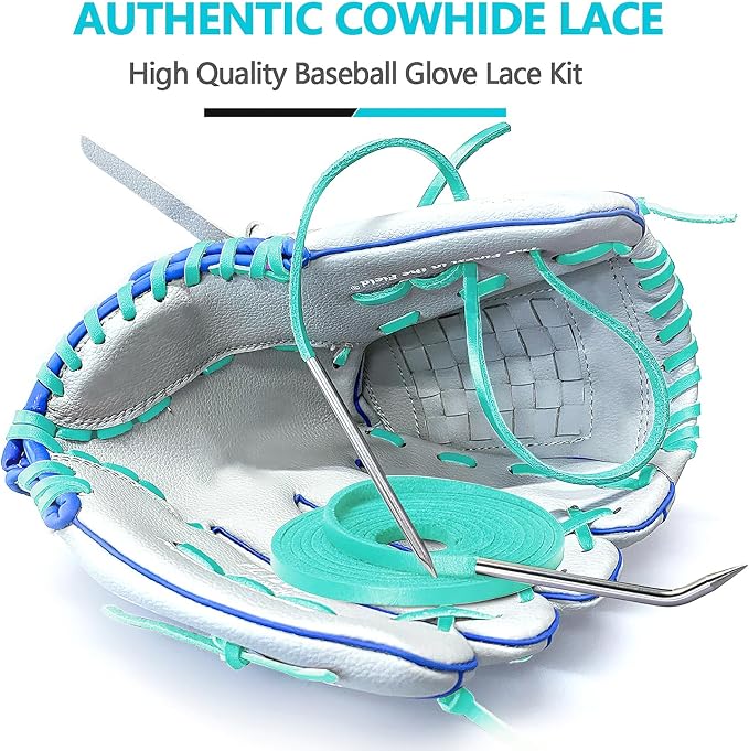 Baseball Glove Lace, Mitt Lace Repair Kit Softball 2 Leather Laces and 2 Lacing Needles for Catcher's Glove