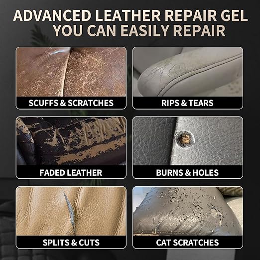 Advanced Leather Repair Gel, 2026 Upgrade Leather Repair Kit for Car Seat Vinyl Repair Kit, Professional Leather Repair Coloured Cream Gel, Multifunctional Couch and Jacket Repair Kit (Brown)