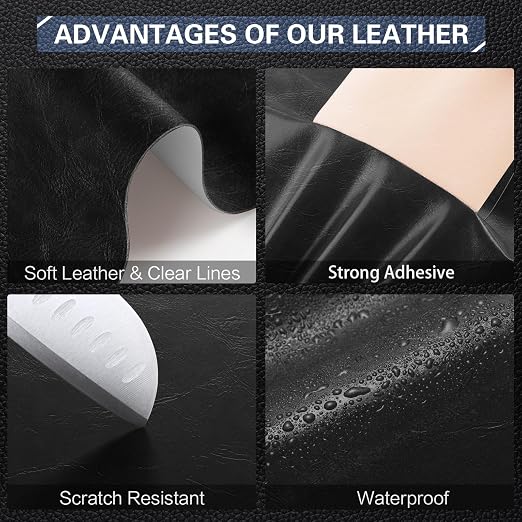 OAZ Leather Repair Kit for Furniture 4"x 63" Leather Tape Repair Patch Self Adhesive Sofa Vinyl Repair Patch Kit for Car Seat,Couch,Boat Seat,Chair - Classic Black