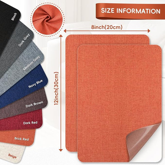 Linen Fabric Repair Tape 2 Pcs 8x12 Inch, Self Adhesive Couch Patch Repair Fabric Tape for Furniture, Linen Patch Kit for Couch, Carpet, Upholstery, Chair, Sofa, Cushion, Bag (Brick Red)