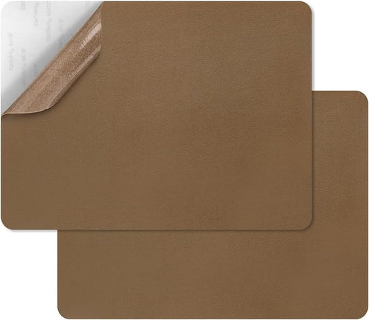 SYLVASS Self Adhesive Leather Repair Patches for Couch, Sofas, Furniture, Car Seats, Office Chairs, Pack of 2 Light Brown