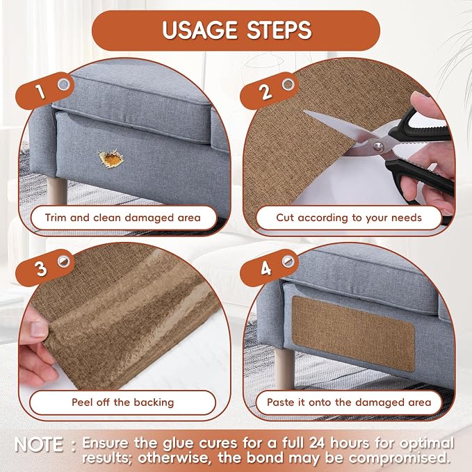 Linen Fabric Repair Tape 16x79 Inch, Self Adhesive Couch Patch Repair Fabric Tape for Furniture, Linen Patch Kit for Couch, Carpet, Upholstery, Chair, Sofa, Cushion, Bag (Brown)