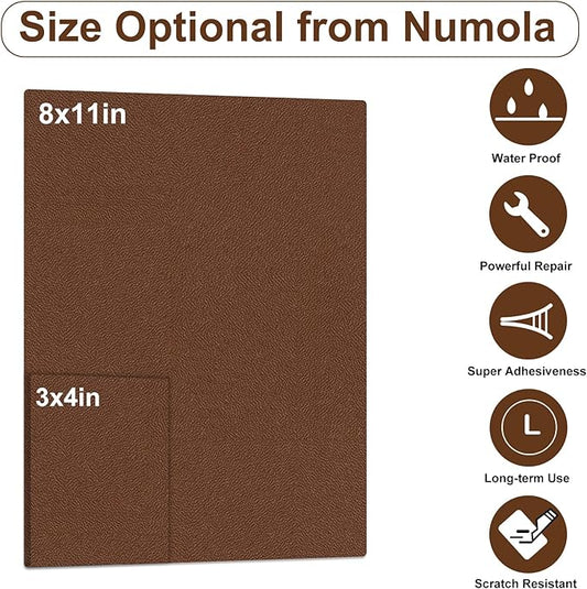 Numola Leather Repair Patch 3×4 inch Self-Adhesive Leather Repair Tape, Scratch/Holes Vinyl Repair Kit for Couch, Car Seat, Sofas, DIY Furniture Upholstery, Chair, Jackets, First-aid(Light Brown)