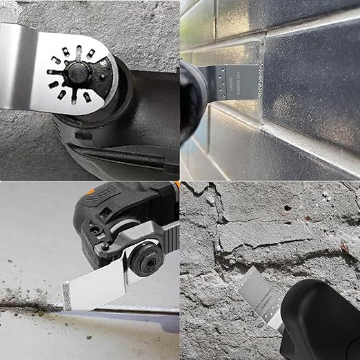 8Pcs Diamond Carbide Oscillating Blades, 5 Types Universal Grout Oscillating Multi Tool Blades for Grout Removal, Cleaning Mortar, Soft Tile Cut