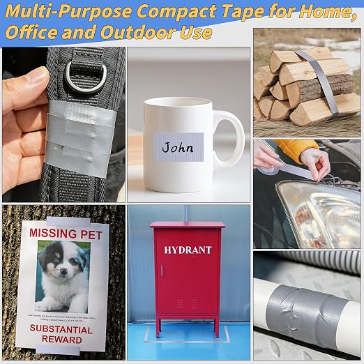 10 Pack Mini Silver Duct Tape, 1" X 150 Yards Travel Size Duct Tape, Pocket Size Heavy Duty Waterproof No Residue Tear by Hand, Multi-Use for Indoor & Outdoor Repairs, travel camping DIY projects