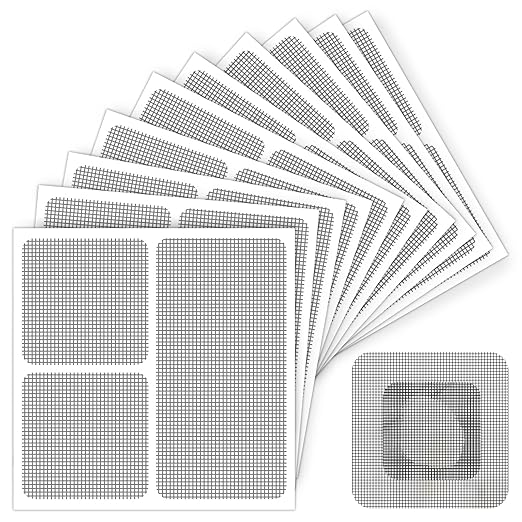 Matenf Window Screen Repair Patch, 10 Patches, 4"*1.9" & 1.9"*1.9", Gray, 3-Layer Strong Adhesive Window Screen Mesh Tape, Repair Kit for Window and Door Screen Tears Holes