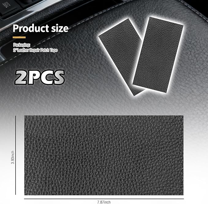 2PCS 8×4 Inch PU Leather Patch for Car Seat Repair,Self-Adhesive Leather Repair Patch Tape Vinyl Repairs Kit,Portable Car Leathers Repairs Kit for Cars Upholstery Seat,Furniture