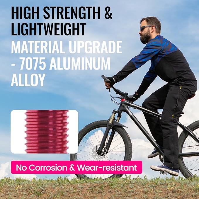 RideNow Tubeless Presta Valve Stems, 85mm Super Light 7075 Aluminum Alloy Presta Tubeless Valve Stem Kit with Valve Core Remover Tool and Valve Stem Caps, Multiple Color & Size Options(Pair), Rose Red