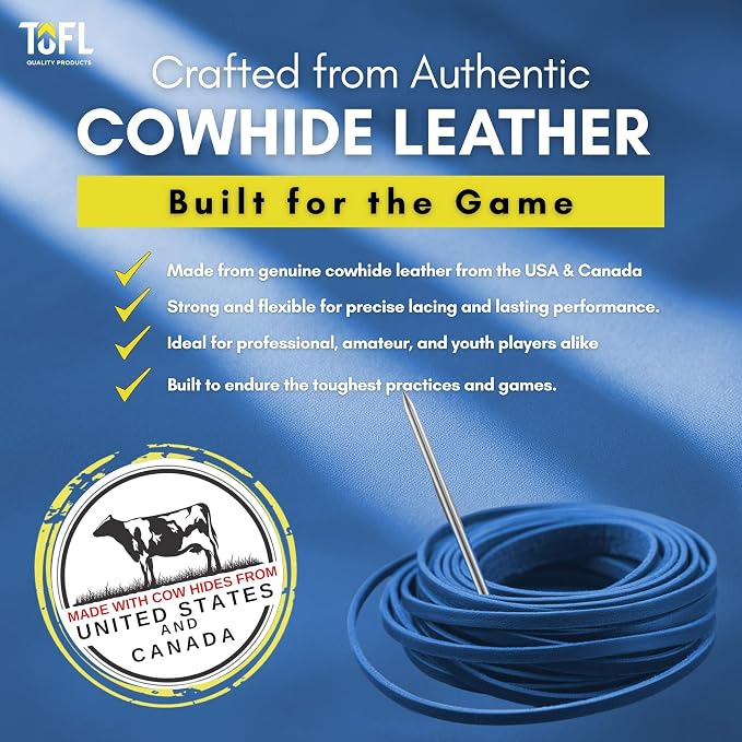 TOFL Softball and Baseball Glove Lace Kit | Mitt Lace Glove Repair Lacing Kit | 2 Leather Laces with Lacing Needle for Catchers Glove