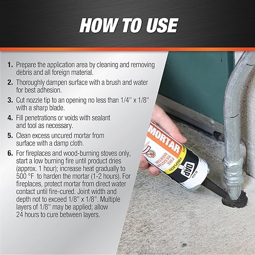 DAP 7079818854 High Heat Mortar Fire Stop Caulk, No Size, Black- Pack of 2