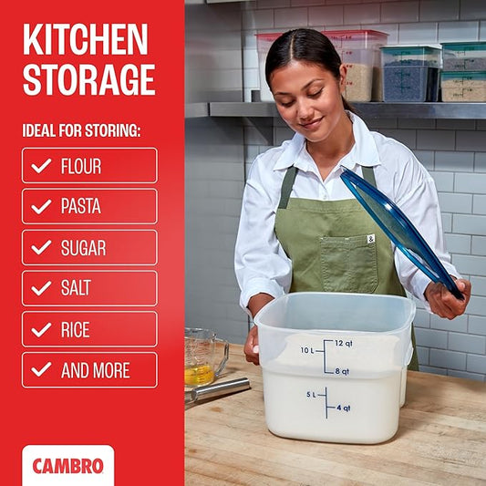 Cambro FreshPro 12 Quart (QT) Food Storage Container with Lid (Restaurant Grade) - for Food Prep, Commercial Kitchen, Pet and Dog Food Container (Translucent)