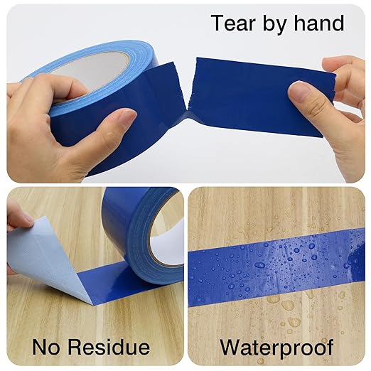 Heavy Duty Duct Tape 3 Inch X 33 Yards, 8.5 Mil Thickness, Multi Purpose Blue Duct Tape, No Residue, Waterproof and Tear by Hand - for Repairs, Industrial, Professional Use