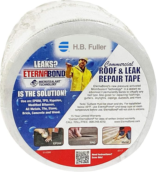 EternaBond WebSeal White 6" x50' MicroSealant Woven Polyester Tape | 23 mil Total Thickness | EB-WB060-50R - Reinforced Fabric for Roof Sealing and Repair