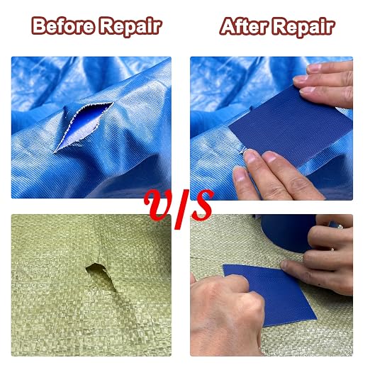 Heavy Duty Awning Repair Tape, Waterproof Strong Adhesive Patch, Instant Fix Tape for Tent, Boat Covers, Tarp, Sail, Canopy, Canvas, Tarpaulin, 3.15INX16FT, Blue