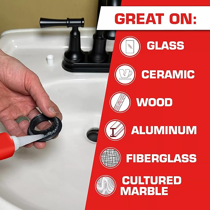 Loctite Silicone Sealant, Clear, 2.7 fl oz Tube, 1 Pack - 100% Waterproof Sealant for Glass, Ceramic, Wood, Plastic & More