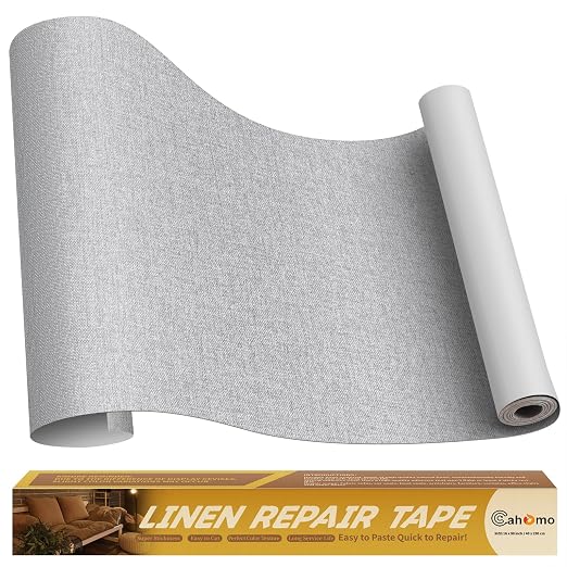 Linen Repair Tape 16x90 inch, Self Adhesive Fabric Patches, Couch Repair Patch Kit, Fabric Repair Tape for Furniture, Sofas, Carpet, DIY, Headboards, Chairs, Pillows, Linen Goods - Light Grey