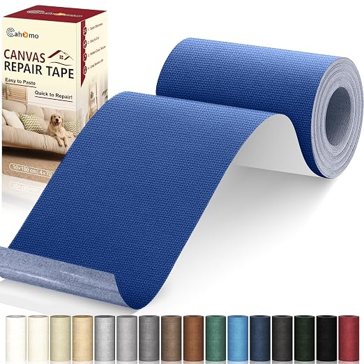 Cahomo Canvas Repair Tape 4x70 inch, Self Adhesive Canvas Fabric Tape, Canvas Fabric Patch Tape Kit, Fabric Repair Tape for Canvas Sofas, Headboards, Chairs, Curtains - Royal Blue