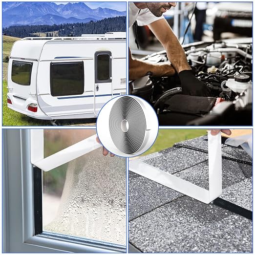 Oleitodh Black Butyl Seal Putty Tape 1 Inch x 30 Feet(4 Pack),Leak Proof Butal Tape for RV Repair, Window, Boat Sealing, Glass and EDPM Rubber Roof Patching