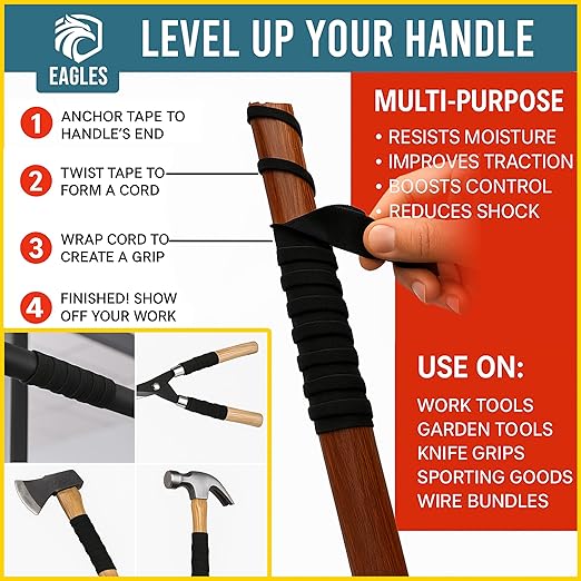 Tactical Grip Camo Tape 1" Gun Grip Tape for Rifle, Firearm, Knife Handle, Magazine, Tool, Bow, Camping Gear, Hockey, Lacrosse Baseball & Softball Bats, Pullup Bars Non-Reflective Weather-Resistant