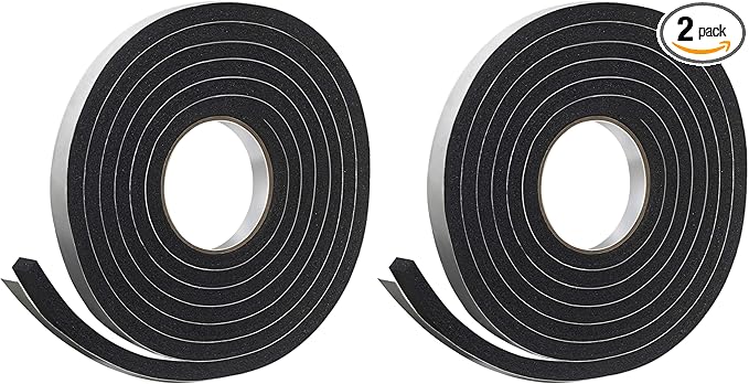 Frost King Foam Tape, Sponge Rubber, 3/4" W X 7/16" H | 10' L | Black | 5/16" T | Pack of 2